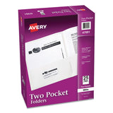 Avery® Two-Pocket Folder, 40-Sheet Capacity, 11 x 8.5, White, 25/Box (AVE47991) 1 Pack of 25
