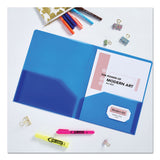 Avery® Plastic Two-Pocket Folder, 20-Sheet Capacity, 11 x 8.5, Translucent Blue (AVE47811) Each