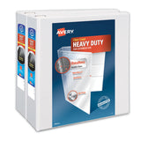Avery® Heavy-Duty Non Stick View Binder with DuraHinge and Slant Rings, 3 Rings, 4" Capacity, 11 x 8.5, White, 2/Pack (AVE79875) Pack of 2