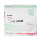 McKesson Unisex Adult Absorbent Underwear Pull On with Tear Away Seams X-Large Disposable Moderate Absorbency (1123834_CS) 56/CS