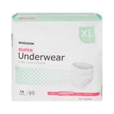 McKesson Unisex Adult Absorbent Underwear Pull On with Tear Away Seams X-Large Disposable Moderate Absorbency (1123834_BG) 14/BG