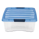 IRIS Stack and Pull Latching Flat Lid Storage Box, 6.73 gal, 16.5" x 22" x 6.5", Clear/Translucent Blue (IRS100364) Each