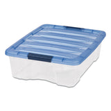 IRIS Stack and Pull Latching Flat Lid Storage Box, 6.73 gal, 16.5" x 22" x 6.5", Clear/Translucent Blue (IRS100364) Each