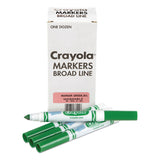 Crayola® Broad Line Washable Markers, Broad Bullet Tip, Green, 12/Box (CYO587800044) Box of 12