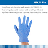 McKesson Confiderm® 3.5C Exam Glove Medium NonSterile Nitrile Standard Cuff Length Textured Fingertips Blue Chemo Tested (765875_BX) 200/BX