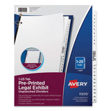 Avery® Preprinted Legal Exhibit Side Tab Index Dividers, Avery Style, 25-Tab, 1 to 25, 11 x 8.5, White, 1 Set (AVE11370) Set of 26