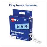 Avery® Dispenser Pack Hole Reinforcements, 0.25" Dia, Clear, 200/Pack, (5721) (AVE05721) 1 Case of 200