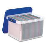 Bankers Box® Heavy Duty Plastic File Storage, Letter/Legal Files, 14" x 17.38" x 10.5", Clear/Blue (FEL0086201) Each