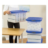 Bankers Box® Heavy Duty Plastic File Storage, Letter/Legal Files, 14" x 17.38" x 10.5", Clear/Blue (FEL0086201) Each
