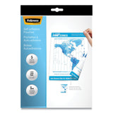 Fellowes® Self-Adhesive Laminating Pouches, 5 mil, 9" x 11.5", Gloss Clear, 5/Pack (FEL52205) Pack of 5