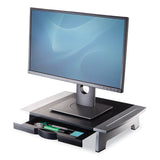 Fellowes® Office Suites Standard Monitor Riser, For 21" Monitors, 19.78" x 14.06" x 4" to 6.5", Black/Silver, Supports 80 lbs (FEL8031101) Each