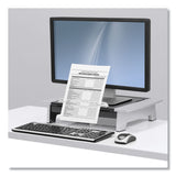 Fellowes® Office Suites Monitor Riser Plus, 19.88" x 14.06" x 4" to 6.5", Black/Silver, Supports 80 lbs (FEL8036601) Each