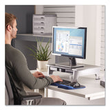 Fellowes® Office Suites Standard Monitor Riser, For 21" Monitors, 19.78" x 14.06" x 4" to 6.5", Black/Silver, Supports 80 lbs (FEL8031101) Each