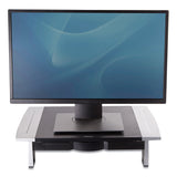 Fellowes® Office Suites Standard Monitor Riser, For 21" Monitors, 19.78" x 14.06" x 4" to 6.5", Black/Silver, Supports 80 lbs (FEL8031101) Each