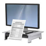 Fellowes® Office Suites Monitor Riser Plus, 19.88" x 14.06" x 4" to 6.5", Black/Silver, Supports 80 lbs (FEL8036601) Each
