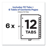 Avery® Customizable Table of Contents Ready Index Black and White Dividers, 12-Tab, 1 to 12, 11 x 8.5, 6 Sets (AVE11824) Pack of 6