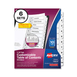 Avery® Customizable Table of Contents Ready Index Black and White Dividers, 10-Tab, 1 to 10, 11 x 8.5, White, 6 Sets (AVE11823) Pack of 6