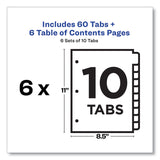 Avery® Customizable Table of Contents Ready Index Black and White Dividers, 10-Tab, 1 to 10, 11 x 8.5, White, 6 Sets (AVE11823) Pack of 6