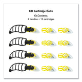 CrewSafe X-traSafe Cartridge Knife Kit, Four Assembled Knives, 8 Replacement Blade Cartridges, Yellow (CEWCSI10)