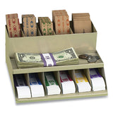 CONTROLTEK® Coin Wrapper and Bill Strap 2-Tier Rack, 11 Compartments, 9.38 x 8.13 4.63, Plastic, Pebble Beige (CNK500013) Each