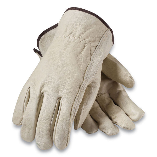 PIP Top-Grain Pigskin Leather Drivers Gloves, Economy Grade, Medium, Gray (PID70361M)