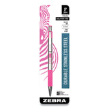 Zebra® F-301 Ballpoint Pen, Retractable, Fine 0.7 mm, Black Ink, Stainless Steel/Pink Barrel (ZEB37111) Each