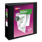 Avery® Durable View Binder with DuraHinge and Slant Rings, 3 Rings, 3" Capacity, 11 x 8.5, Black (AVE17041) Each