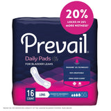 Prevail® Daily Pads Bladder Control Pad 11 Inch Length Moderate Absorbency Polymer Core One Size Fits Most (409933_BG) 16/BG
