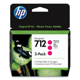 HP HP 712, (3ED78A) 3-Pack Magenta Original Ink Cartridges (HEW3ED78A) Each