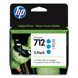HP HP 712, (3ED77A) 3-Pack Cyan Original Ink Cartridge (HEW3ED77A) Each
