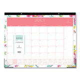 Blue Sky® Day Designer Peyton Academic Desk Pad, Floral Artwork, 22 x 17, Black Binding, Clear Corners, 12-Month (July-June): 2025-2026 (BLS107938) Each