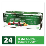 Activia® Probiotic Lowfat Yogurt, 4 oz Cups, Black Cherry/Peach/Strawberry, 24/Pack, Ships in 1-3 Business Days (GRR90200477)