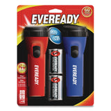 Eveready® LED Economy Flashlight, 2 D Batteries (Included), Red/Blue, 2/Pack (EVEL152SEA) Each