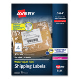 Avery® Waterproof Shipping Labels with TrueBlock and Sure Feed, Laser Printers, 3.33 x 4, White, 6/Sheet, 50 Sheets/Pack (AVE5524) Pack of 300