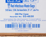 McKesson Biohazard Waste Bag Biohazard Symbol / Infectious Waste 20 to 25 gal. Red 28 X 31 Inch (230472_CS) 250/CS