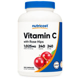 nutricost® Vitamin C with Rose Hips Dietary Supplement Vitamin C / Rose Hips 1,000 mg - 25 mg Strength Capsule 240 Per Bottle (1270253_BT) 1/BT