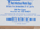 McKesson Biohazard Waste Bag Biohazard Symbol / Infectious Waste 30 to 33 gal. Red 33 X 40 Inch (186722_CS) 250/CS