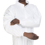 Contec® CritiGear™ Cleanroom Lab Coat White Large Knee Length Microporous Fabric Disposable (1128928_BG) 10/BG