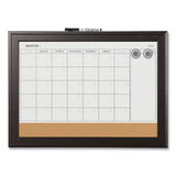 Quartet® Home Decor Magnetic Combo Dry Erase Board with Cork Board on Bottom, 23 x 17, Tan/White Surface, Espresso Wood Frame (QRT79275) Each