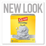 Glad® ForceFlex Kitchen Drawstring Trash Bags, 13 gal, 23.75" x 25.4", White, 120/Box (CLO79158) Box of 120