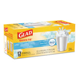 Glad® OdorShield Quick-Tie Small Trash Bags, 4 gal, 0.5 mil, 8" x 18", White, 26 Bags/Box, 6 Boxes/Carton (CLO78812) Case of 156