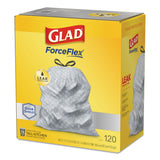 Glad® ForceFlex Kitchen Drawstring Trash Bags, 13 gal, 23.75" x 25.4", White, 120/Box (CLO79158) Box of 120