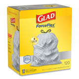 Glad® ForceFlex Kitchen Drawstring Trash Bags, 13 gal, 23.75" x 25.4", White, 120/Box (CLO79158) Box of 120