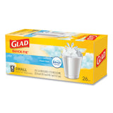 Glad® OdorShield Quick-Tie Small Trash Bags, 4 gal, 0.5 mil, 8" x 18", White, 26 Bags/Box, 6 Boxes/Carton (CLO78812) Case of 156