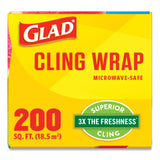 Glad® ClingWrap Plastic Wrap, 200 Square Foot Roll, Clear, 12 Rolls/Carton (CLO00020CT) Case of 12