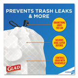 Glad® Tall Kitchen Drawstring Trash Bags, 13 gal, 0.72 mil, 24" x 27.38", Gray, 100/Box (CLO78526) Box of 100