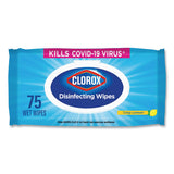 Clorox® Disinfecting Wipes, Easy Pull Pack, 1-Ply, 8 x 7, Lemon Scent, White, 75 Towels/Box, 6 Boxes/Carton (CLO31404) Case of 6