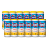 Clorox® Disinfecting Wipes, 1-Ply, 7 x 8, Crisp Lemon, White, 35/Canister, 12 Canisters/Carton (CLO01594CT) Case of 12