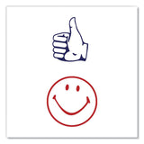 ACCUSTAMP® Dual Message Pre-Inked Round Stamp, Smiley Face/Thumbs-Up, 0.63" dia, Red/Blue (COS032934)
