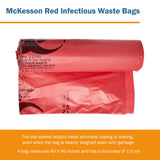 McKesson Biohazard Waste Bag Biohazard Symbol / Infectious Waste 40 to 45 gal. Red 40 X 46 Inch (315631_CS) 100/CS